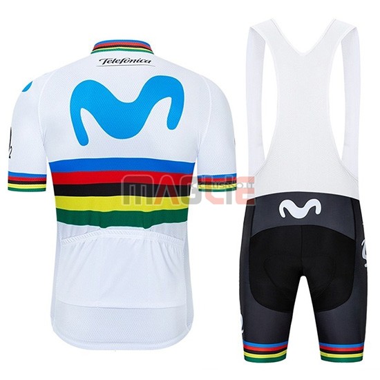 Maglia UCI Mondo Campione Movistar Manica Corta 2019 Bianco